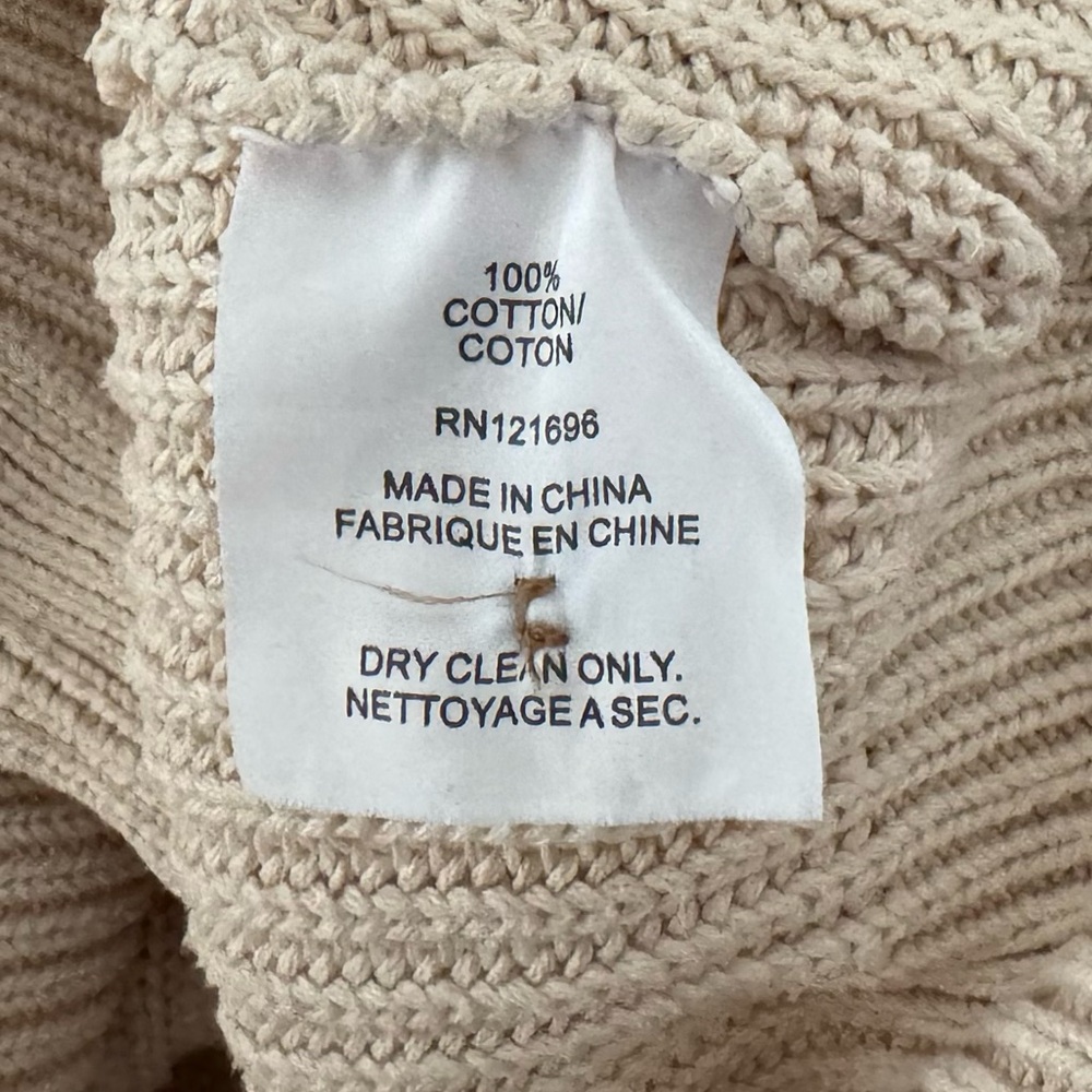 Demy by Demylee Audrey Cardigan Sweater Large Cream Fisherman Chunky Minimalist - Picture 10 of 11